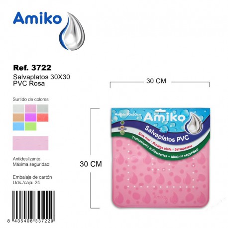 Salvaplatos PVC Translucido Circular 30cm Rosa Amiko
