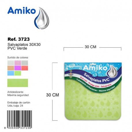 Salvaplatos PVC Translucido Circular 30cm Verde Amiko