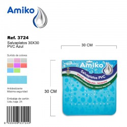 Salvaplatos PVC Translucido Circular 30cm Azul Amiko