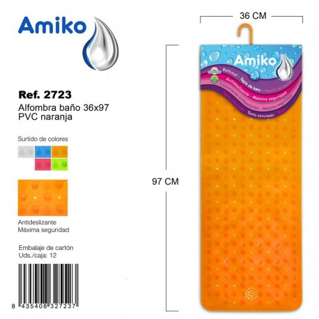 Alfombra Baño PVC Translucido 36x97cm Azul Amiko
