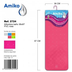 Alfombra Baño PVC Translucido 36x97cm Rosa Amiko