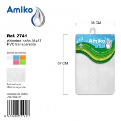 Alfombra Baño PVC Translucido 36x97cm Verde Amiko
