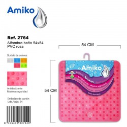 Alfombra Baño PVC Translucido 54x54cm Naranja Amiko