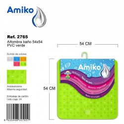 Alfombra Baño PVC Translucido 54x54cm Rosa Amiko