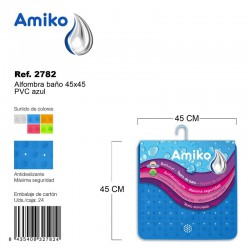 Alfombra Baño PVC Translucido 45x45cm Azul Amiko