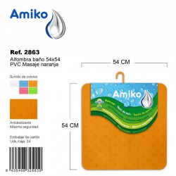 Alfombra Baño PVC Masaje 54x54cm Azul Amiko