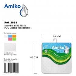 Alfombra Baño PVC Masaje 54x54cm Verde Amiko