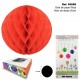 Bola de Papel Roja 50cm con Forma de Panel de Abeja SINI