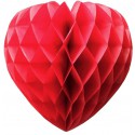 Corazón de Papel Rojo 30cm con Forma de Panel de Abeja