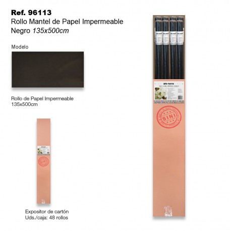 Rollo Mantel de Papel Impermeable 135x500cm Negro SINI