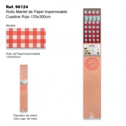Rollo Mantel de Papel Impermeable 135x300cm Cuadros Rojo SINI