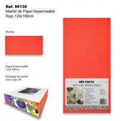 Mantel de Papel Impermeable 120x180cm Rojo SINI