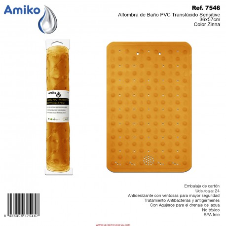 Alfombra de Baño PVC Translúcido Sensitive Zinna 36x57cm Amiko
