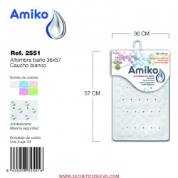 Alfombra de Baño 36x57cm Color Blanco Amiko