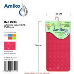 Alfombra Baño PVC Translucido 36x76cm Naranja Amiko