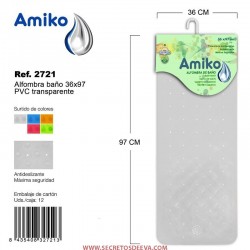 Alfombra Baño PVC Translucido 36x76cm Verde Amiko