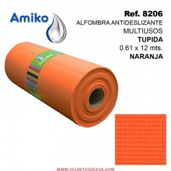 Alfombra Antideslizante Multiusos Tupida Naranja 0.61x12M Amiko