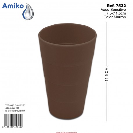 Vaso Sensitive Marrón 7,5x11,5cm Amiko