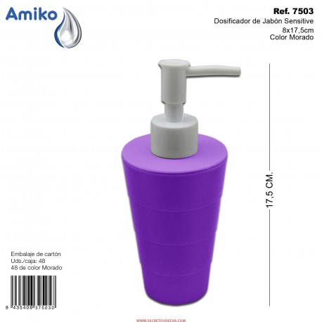 Dosificador de Jabón Sensitive Morado 8x17,5cm Amiko